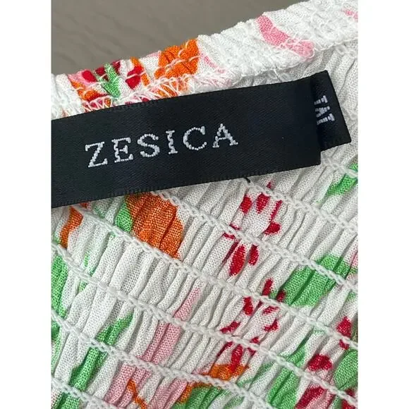 Zesica Women Dress Long summer Floral Size M high waist sleeveless one shoulder - Picture 3 of 10